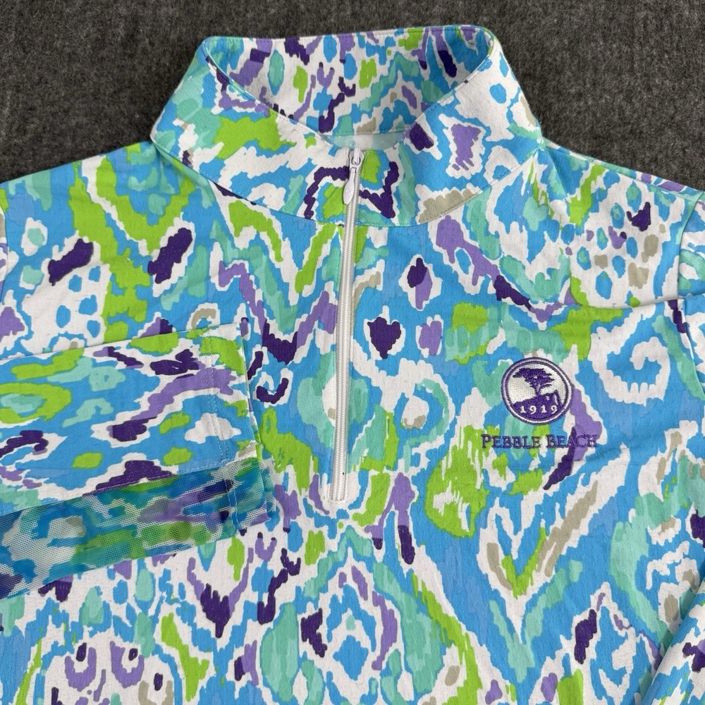 IBKUL Women's M 1/4 Zip Golf Pullover UPF 50+ Pebble Beach Multicolor Print
